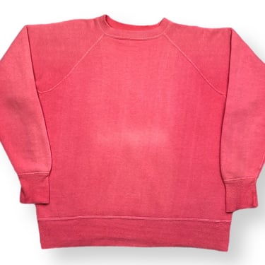 Vintage 50s/60s Faded Pink & Red OverLock Stitched Crewneck Sweatshirt Pullover Size Large 