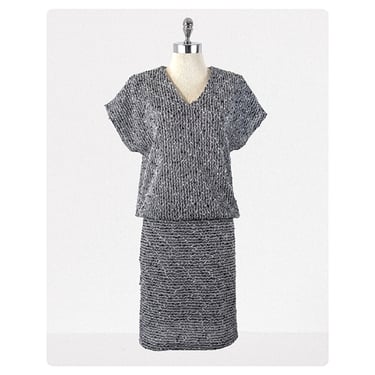 vintage 80's textured knit dress (Size: S)