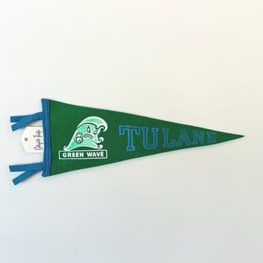 Vintage Tulane University Small Size Souvenir Pennant Green Wave Collegiate Pacific 