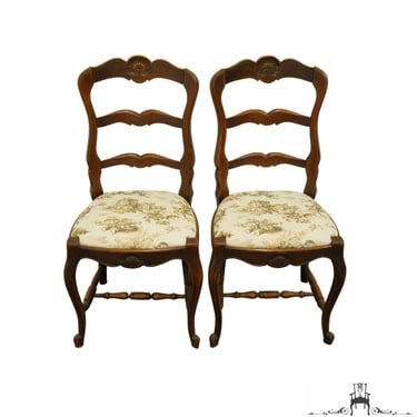 Set of 2 Vintage Antique Country French Ladderback Dining Side Chairs 