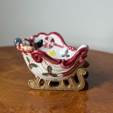 Fitz & Floyd Santa Sleigh Candy Catchall Decorative Dish 