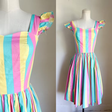 Vintage reproduction 1950s style candy striped sundress / S 