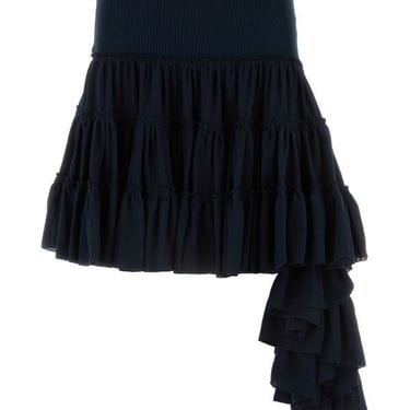 Loewe Women Midnight Blue Silk Mini Skirt