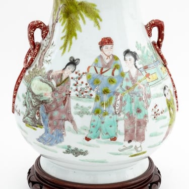 Chinese Famille Verte Porcelain Hu Vase