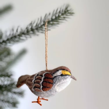 Deer Harbour Design - Felt White Throat Sparrow Bird Ornament