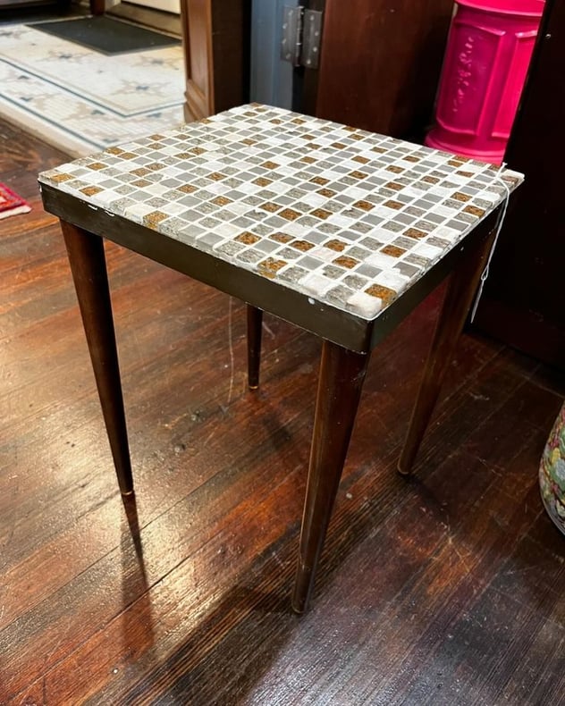 Small mosaic top table, 11.25” x 12” x 15.75” 