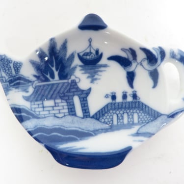Vintage Blue White Chinoiserie Teabag Holder 