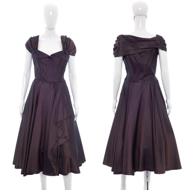 1940's Purple Taffeta Party Dress Size M