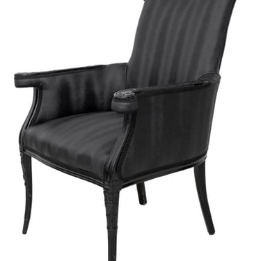 Art Nouveau Revival Ebonized Upholstered Armchair