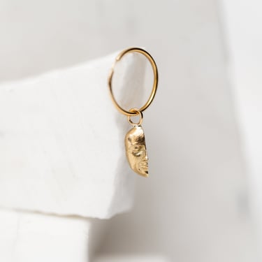 Single 14K Yellow Gold Half Face Hoop