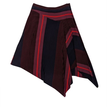 Joie - Maroon, Navy, & Black Striped Asymmetrical Skirt Sz 0