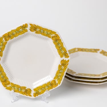 Yellow Bouquet Snack Plates - Set of 4 