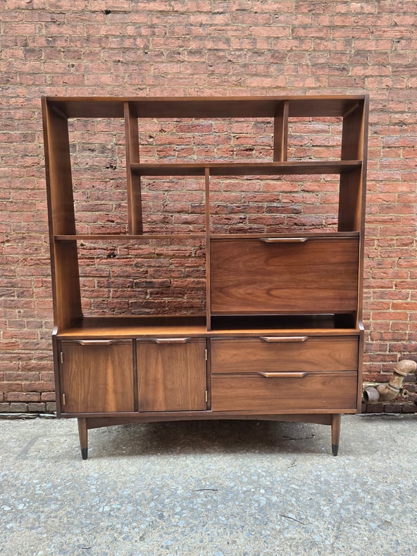 Walnut Mid-century Modern Room Divider Bookcase