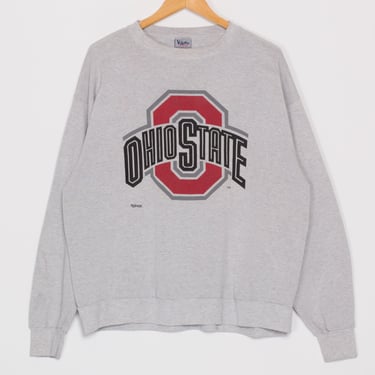 XL 90s Ohio State University Crewneck Sweatshirt | Vintage Heather Grey Collegiate Graphic Pullover 