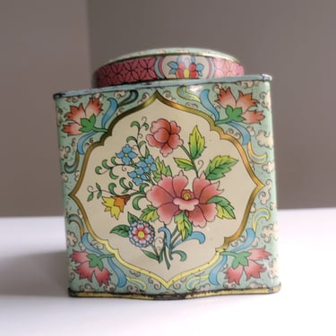 Vintage Daher Floral Tin Box, Small Decorative Kitchen Canister Made in England 