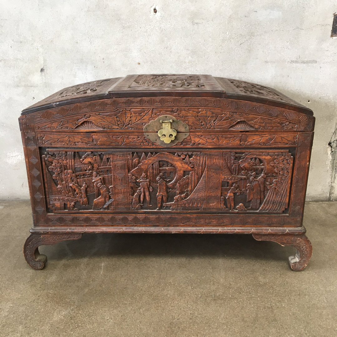 Vintage Hand Carved Chinese Chest Urban Americana Long Beach, CA