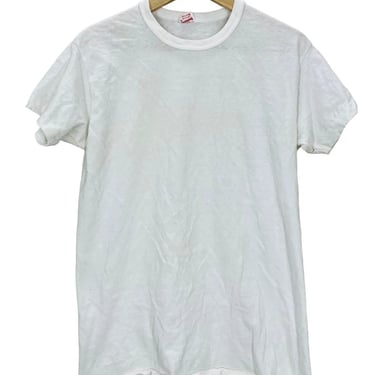 Vintage 60's Healthknit Blank White Single Stitch T-Shirt Tagged Large EUC