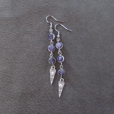 Purple amethyst and silver dangle earrings 