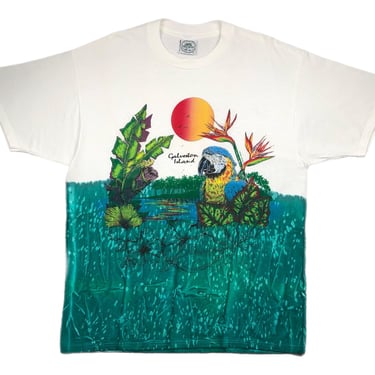 Vintage 90s Galveston Island Texas Tropical Island Style Nature and Animal All Over Print Graphic T-Shirt Size XL 