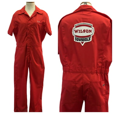 Vintage VTG 1990s 90s Dickies Red Personalized Boiler Jumpsuit Work Coveralls 