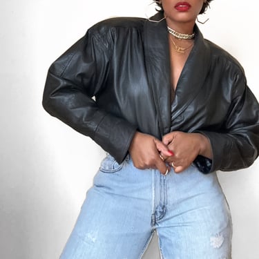 Shari “RWKD” Leather Crop Jacket | S-L