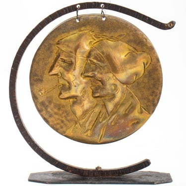 G. Lhoste Figurative Hammered Brass Gong