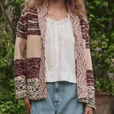 The Riding Cardigan - Rusted Red Multi