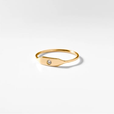 Thatch Stacking Signet Ring W. Stone