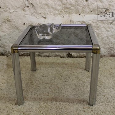 Mid Century Modern small chrome and glass table 