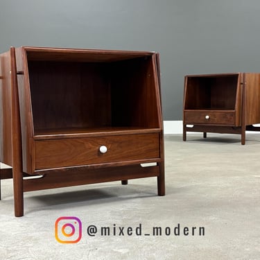 Refinished Kipp Stewart Declaration Walnut Nightstands - A Pair 