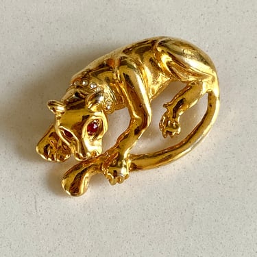 Petite Gold Jewel Panther Brooch