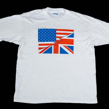 90s American Flag Union Jack T Shirt - Men's Large, Women's XL | Vintage USA England Graphic Tee 