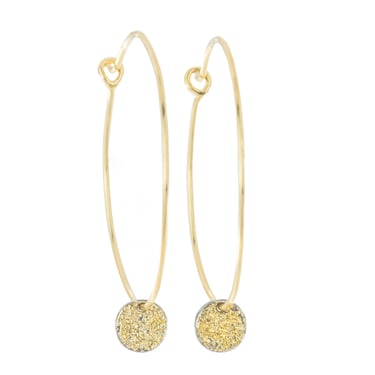 Easy Breezy Hoops with Dusted Discs, Medium - 22k/18k Gold, Oxidized Silver