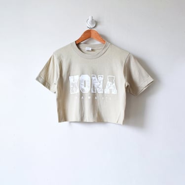 S // Kona Crop Top - Retro Thin Cropped T-Shirt - Hawaii, Surfer, Summer 