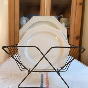 Beautiful rustic vintage French farmhouse metal dish rack 