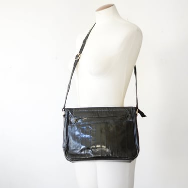 1970s Black Eel Skin Purse 