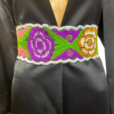Embroidered Flower Belt, Floral Belt, Embroidered Belt, Folk Accesories, Ethnic Belt, Vintage Belt, Fiesta FLoral Belt 
