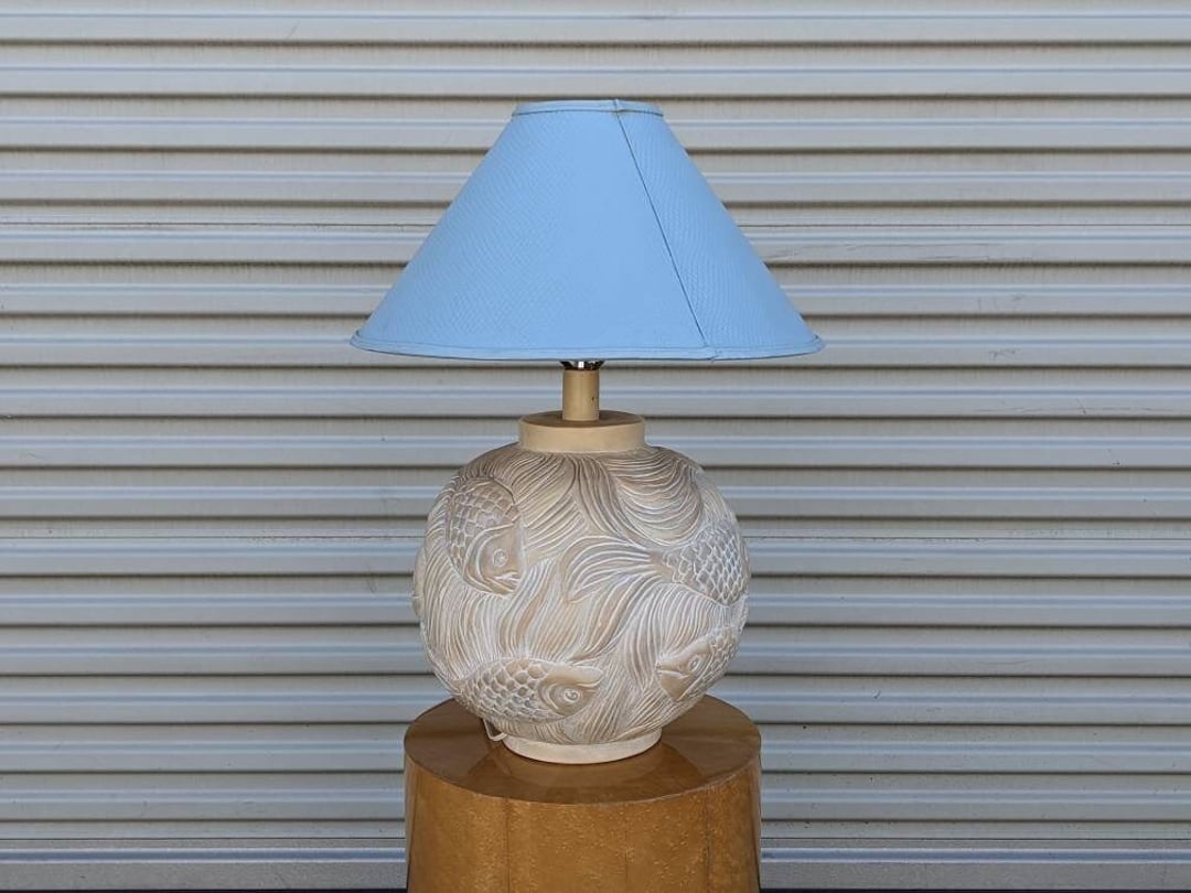 Super Unique Vintage lamp! Coi plaster base Blue textured lamp Mod