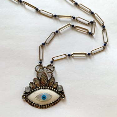 Blue Bead Eye Necklace from Nepal
