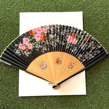 Black Hand Painted Fan from the Louise Collection