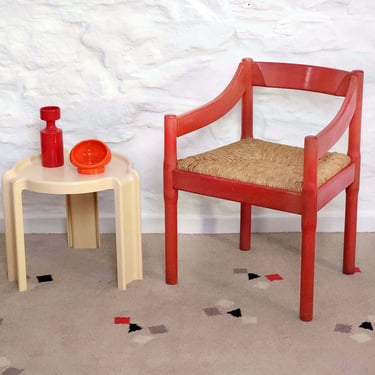 Carimate Dining Chair in Red Lacquer by Vico Magistretti for Cassina | Vintage Italian Design | 1960s 