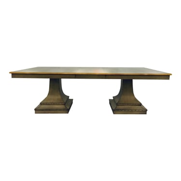 Theodore ALexander Modern Gray and Gold Wood Siena Dining Table