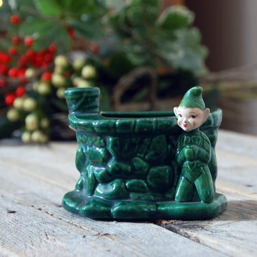 Vintage elf pixie planter / vintage elf vase / Christmas planter / woodland planter / vintage Christmas Holiday decor / kitschy planter 