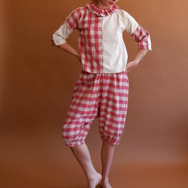 Vintage 40s Feedsack Clown Costume / 1930s 40s Flour Sack Handmade 