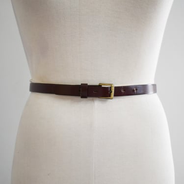 1980s Skinny Reddish-Brown Leather Belt 