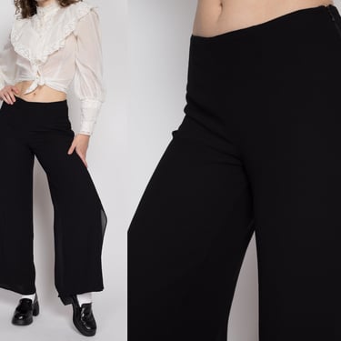 Sm-Med 90s Black Sheer Illusion Pants | Vintage Gothic Minimalist High Waisted Flowy Trousers 