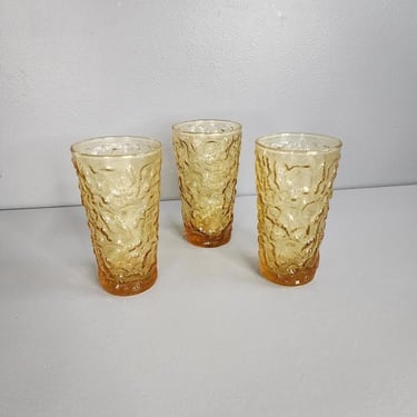 Set of 3 Anchor Hocking Milano Amber Drinking Glasses 
