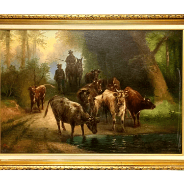 Antique Painting, Oil on Canvas on Board, Cattle, European, Signed by Heiniger!!
