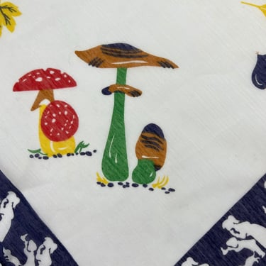 Vintage 60s Mushroom Scarf | Border of Children | Primary Colors 