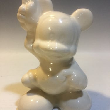 Leeds Ceramic Mickey Mouse Coin Bank 1940s Walt Disney Vintage memorabilia, Disney collectibles, white piggy banks, modern piggy bank 